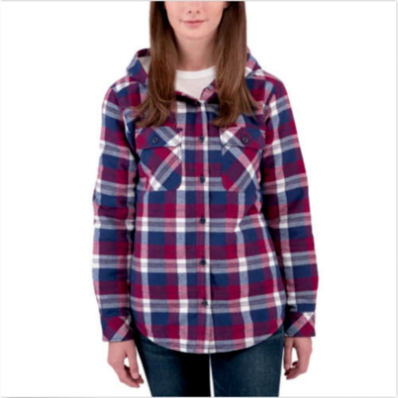 BOSTON TRADERS Jackets & Blazers - Boston Traders Ladies' Sherpa Lined Hooded Flannel BOSTON TRADERS Jackets & Blazers - Boston Traders Ladies' Sherpa Lined Hooded Flannel